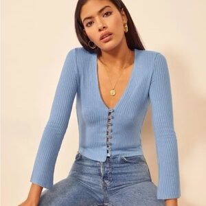 Reformation Gellar Knit Top in Blue
